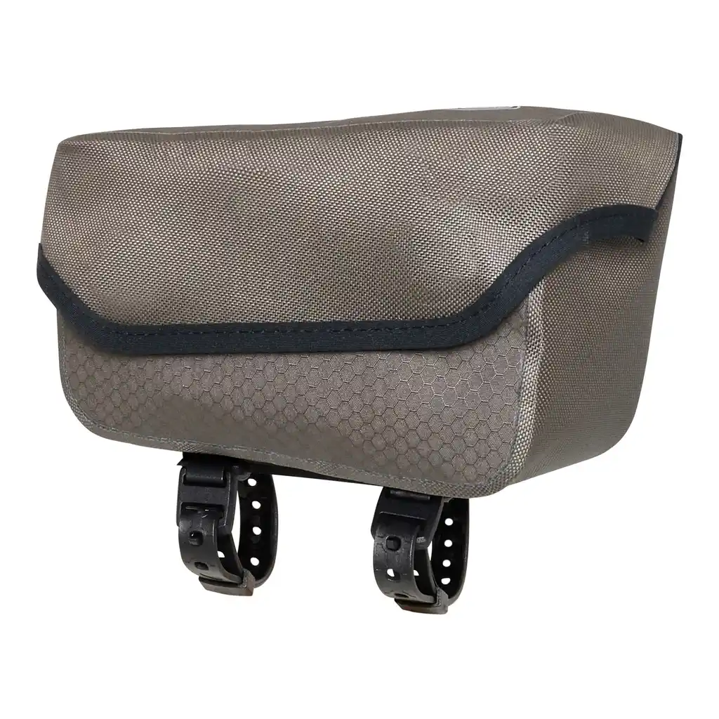 ORTLIEB Fuel-Pack Dark Sand Top Tube Bag, Vorderansicht, bei Bag-Age