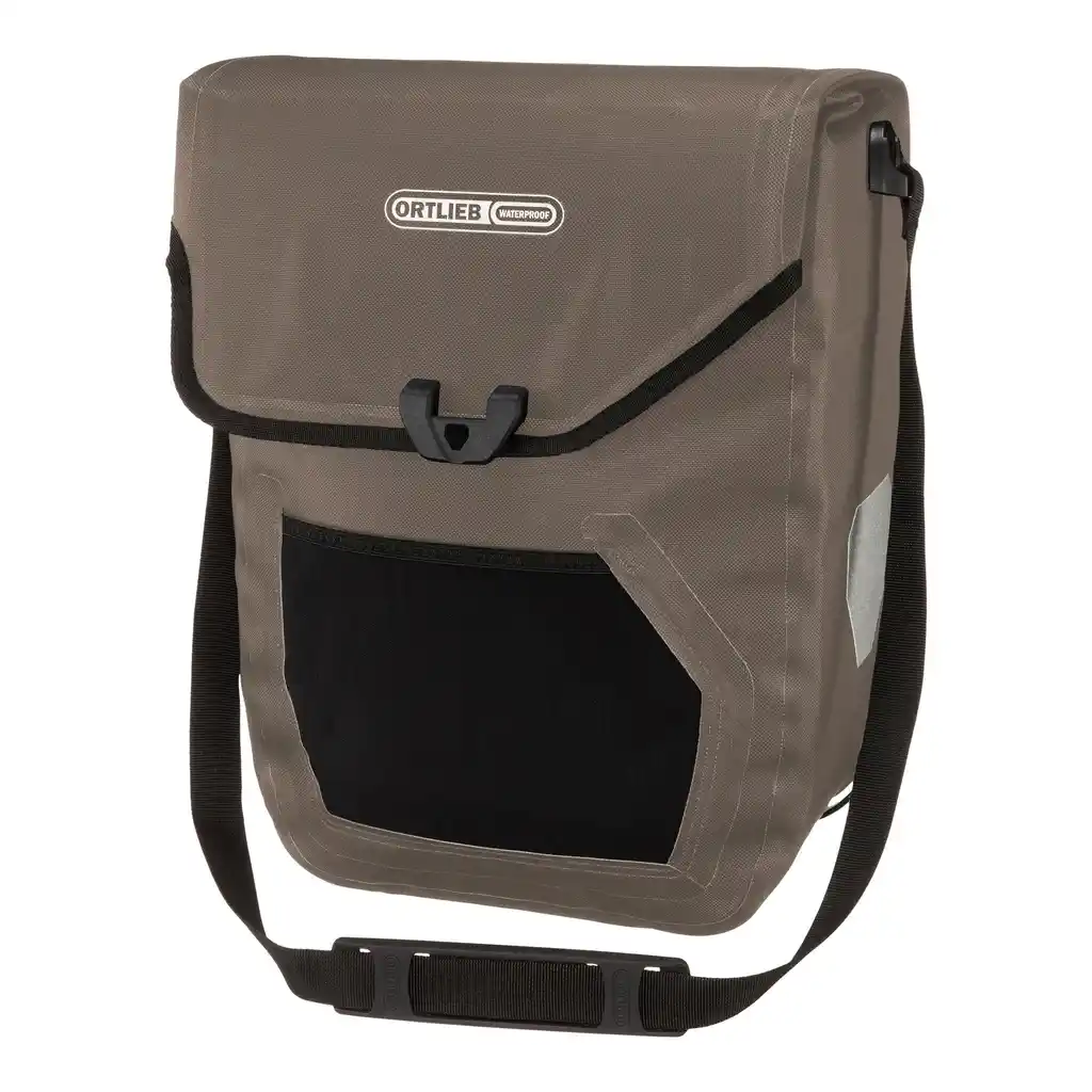 ORTLIEB Pedal-Mate Dark Sand Bike Business Bag, Vorderansicht, bei Bag-Age