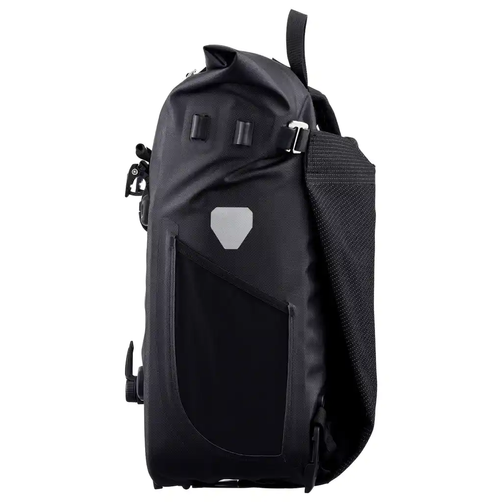 ORTLIEB Vario 26L Black Reflective Convertible Backpack Pannier, Seitenansicht, bei Bag-Age